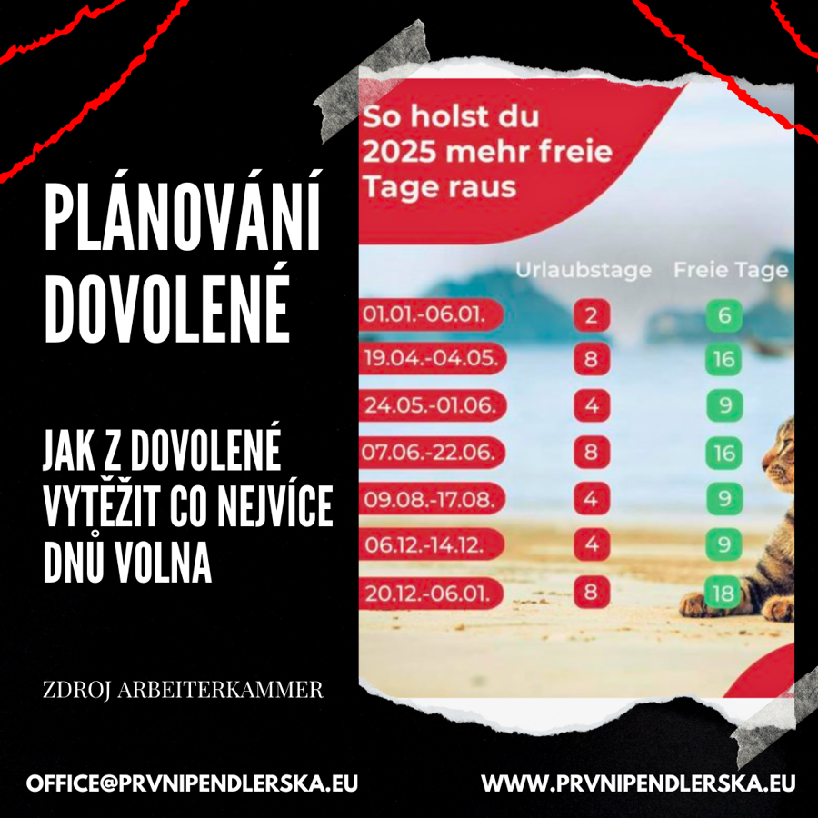 Grafika s chytřejším plánováním dovolené pro rok 2025